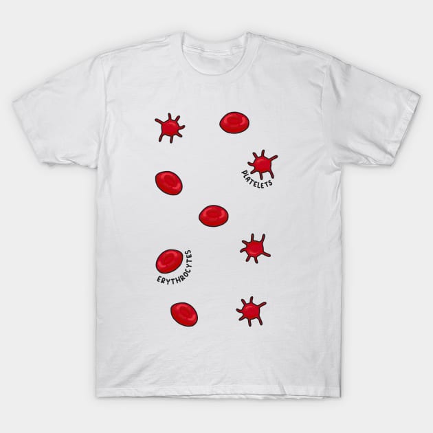 Hand Drawn Red Blood Cells Pack T-Shirt by Sofia Sava